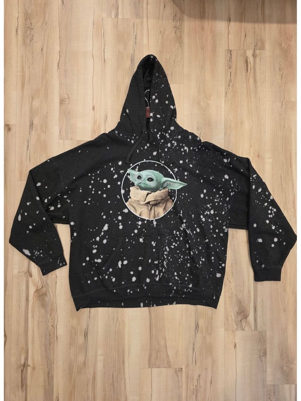 Star Wars Baby Yoda Black Speckled Hoodie Size 2X